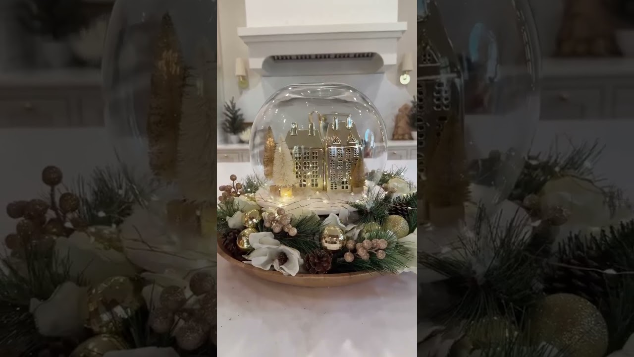 DIY Christmas Centerpiece: Elegant Holiday Glass Dome Village Decoration