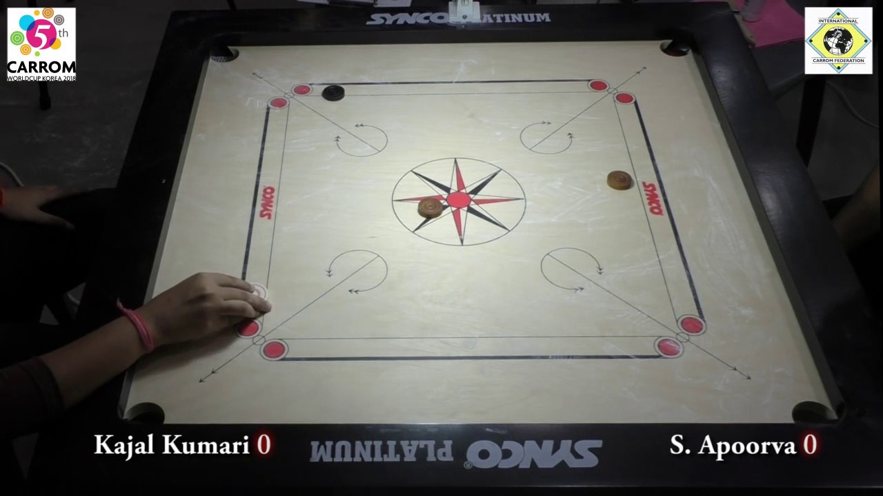 Carrom World Cup Korea 2018 Women's Singles Final 1st set Kajal Kumari vs S.Apoorva