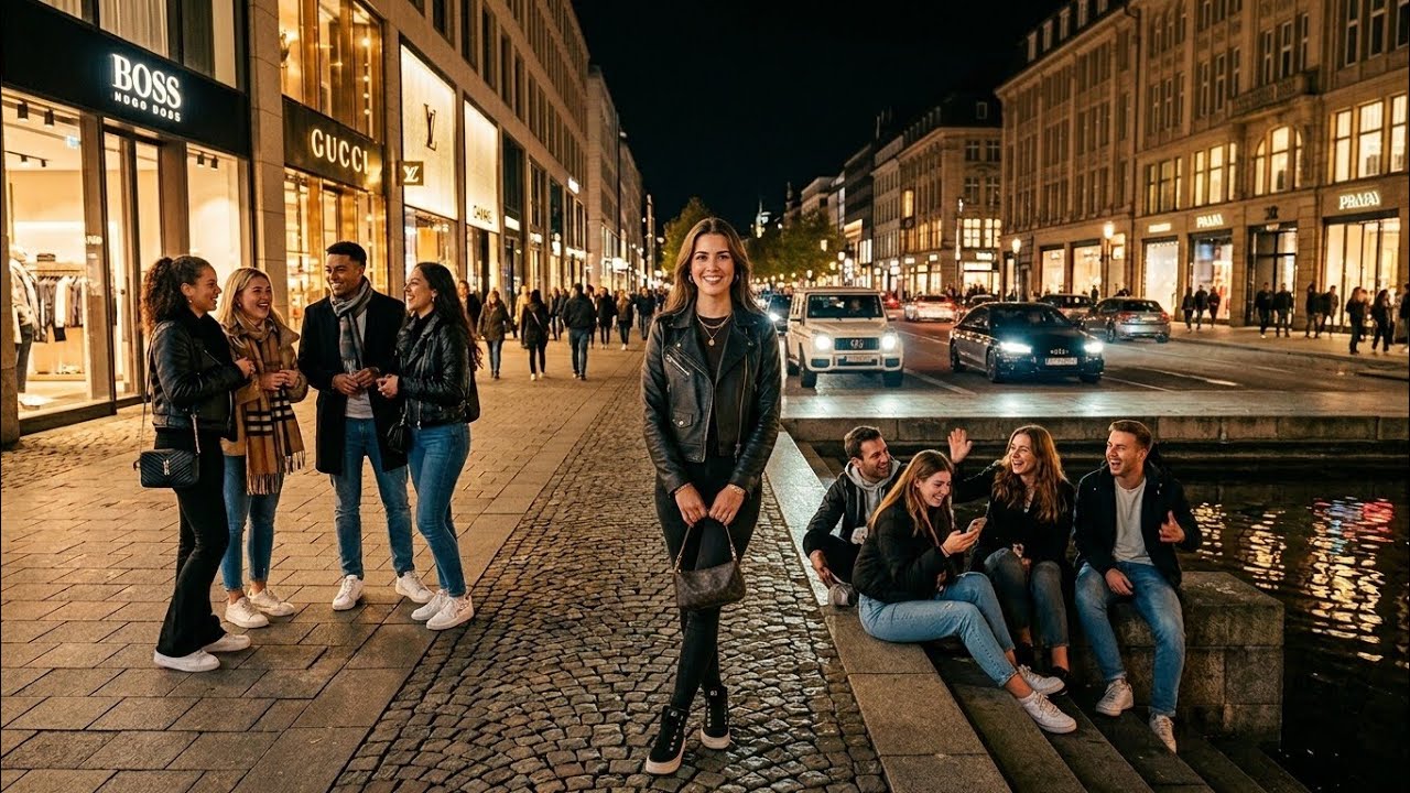 Königsallee Düsseldorf 🇩🇪 | Sunday Night Walk on Germany’s Famous Luxury Shopping Street (4K)