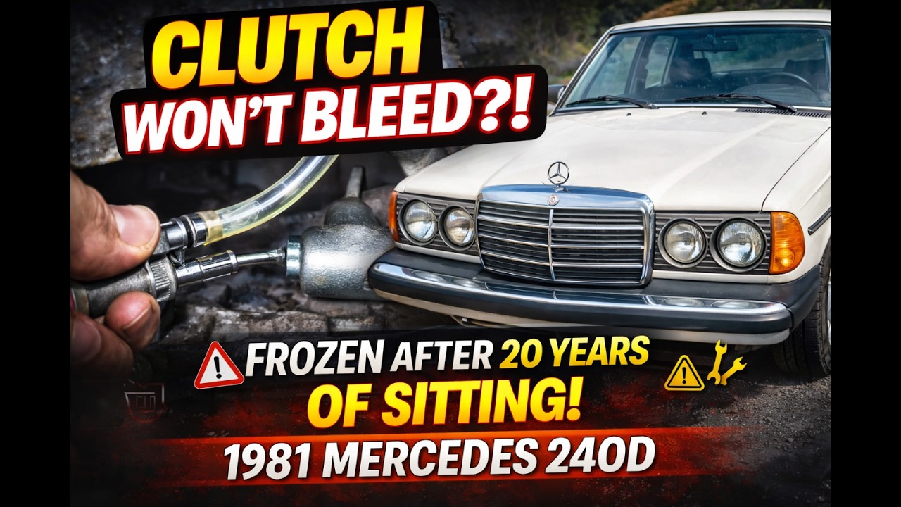 1981 Mercedes 240D W123... Proper way to Bleed Clutch!! Shifter & Exhaust bushings install!  Ep. 5