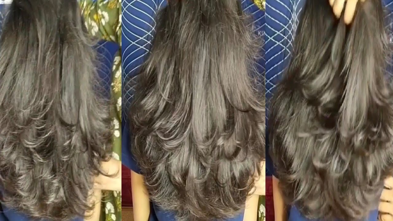 NEW advance half moon with layer cut for long hair ! stylish bouncy full haircut with setting step