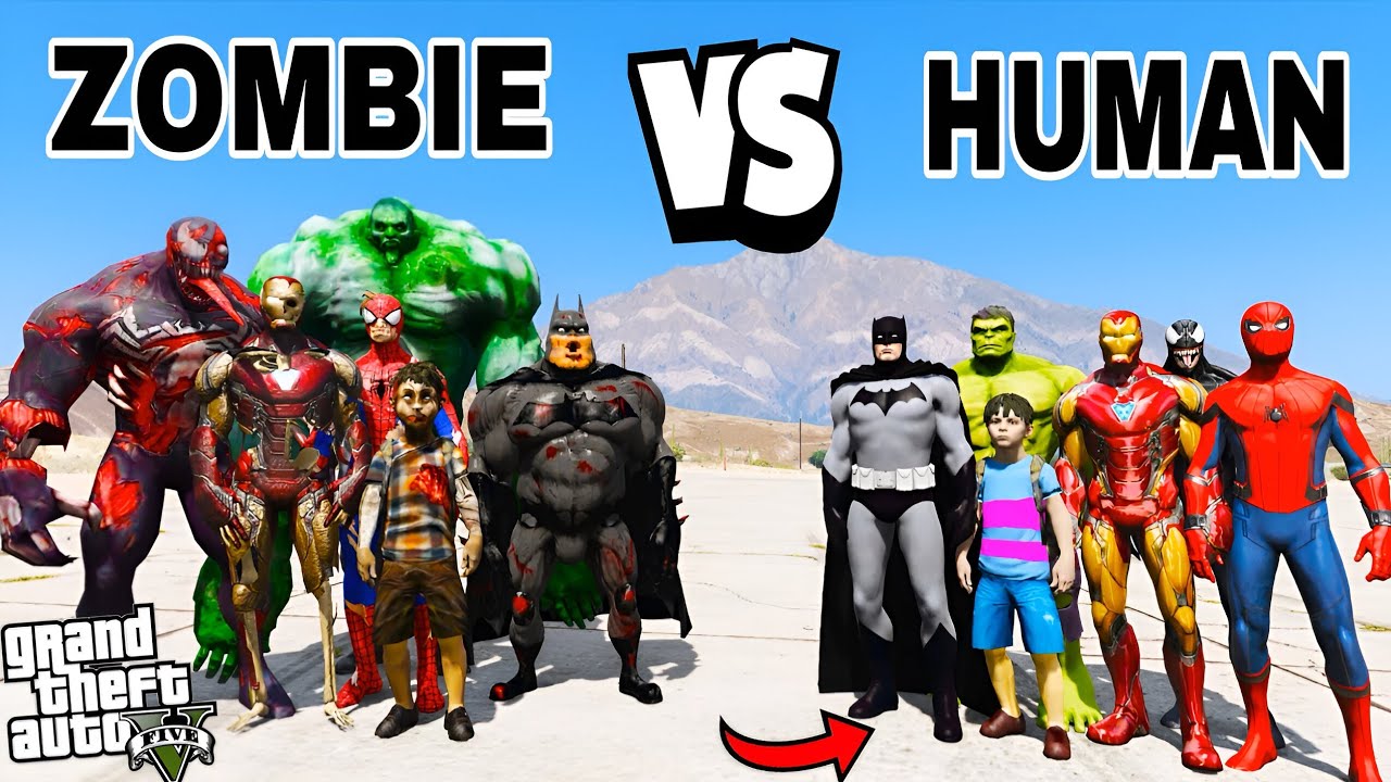 Zombie Gang Vs Human Gang Epic Battle In GTA 5!