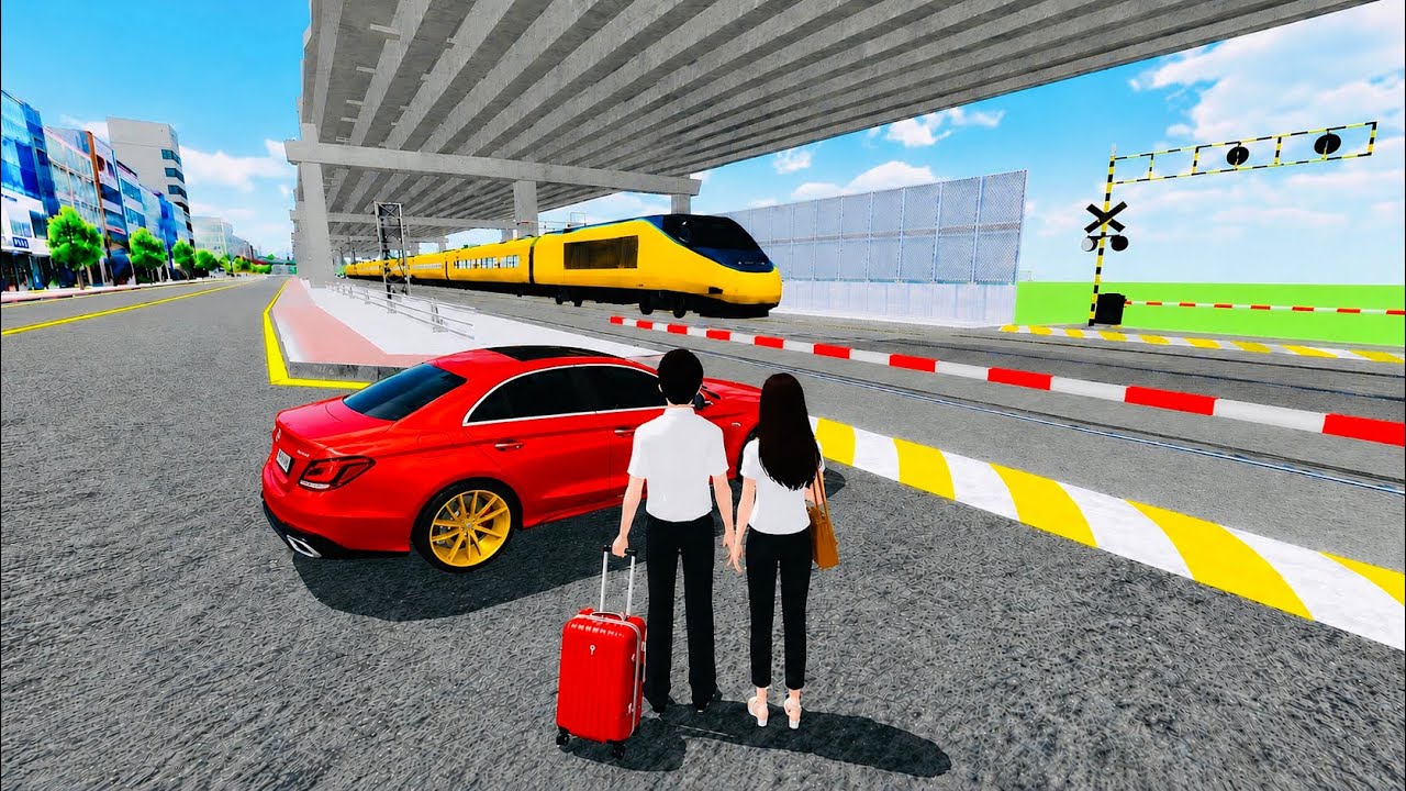 Car 🚗 to Subway Metro Train Travel Challenge! | Police Car Stuck on Railway Track | 3D Driving Class