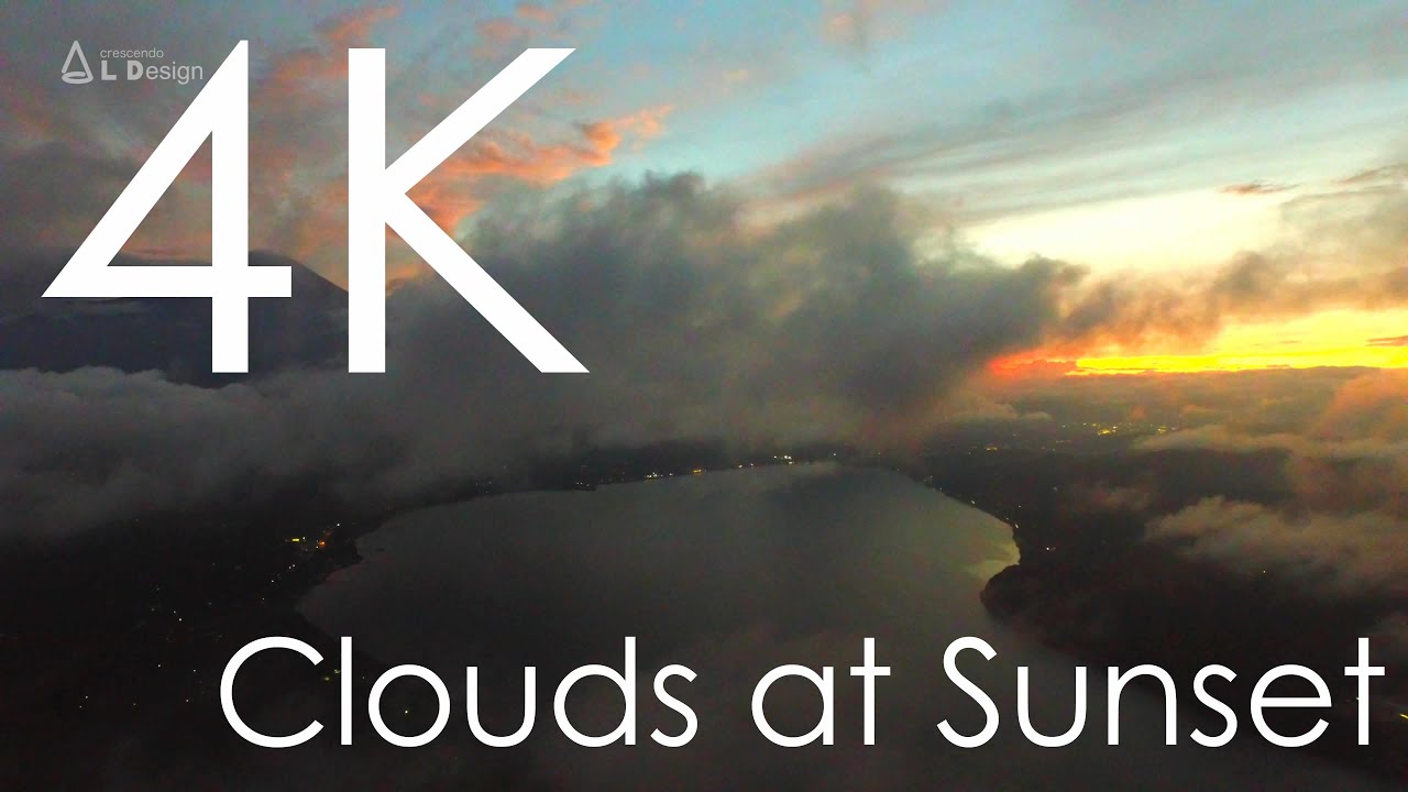 Aerial view of Mt.Fuji and clouds at sunset taken with a drone / 絶景 富士山と夕焼け