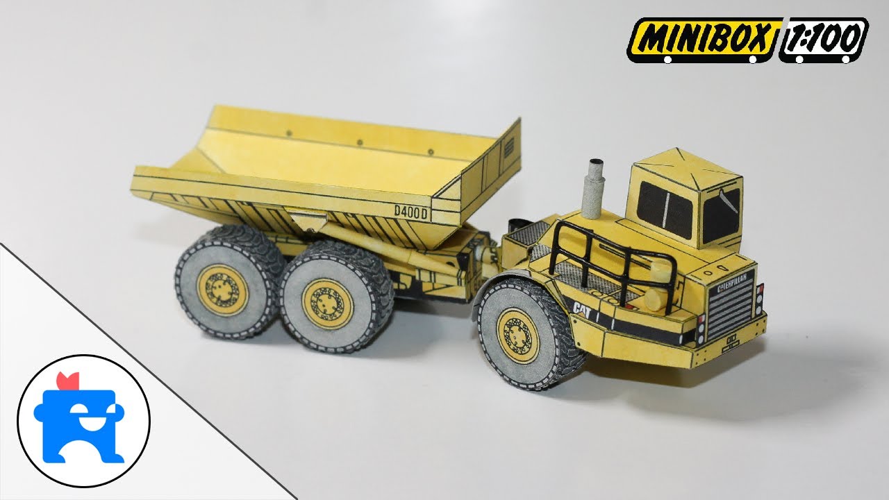 🚧 CATERPILLAR D 400D ✂️ Paper model in 1:100 scale ✂️ WDS.Minibox ✂️ laser cut accessories
