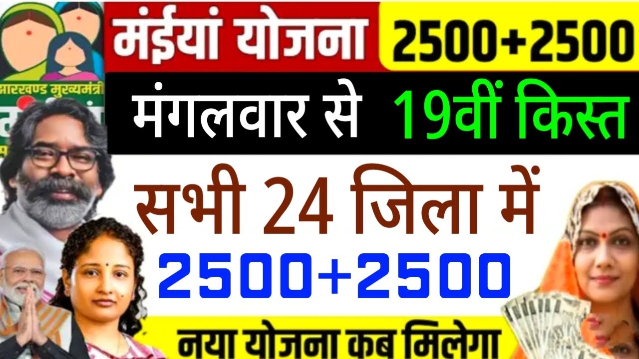 Maiya samman yojana 19 kist new update. Jharkhand के इन जिलों में महिलाओं को मिलेगा 2500. Yojana.