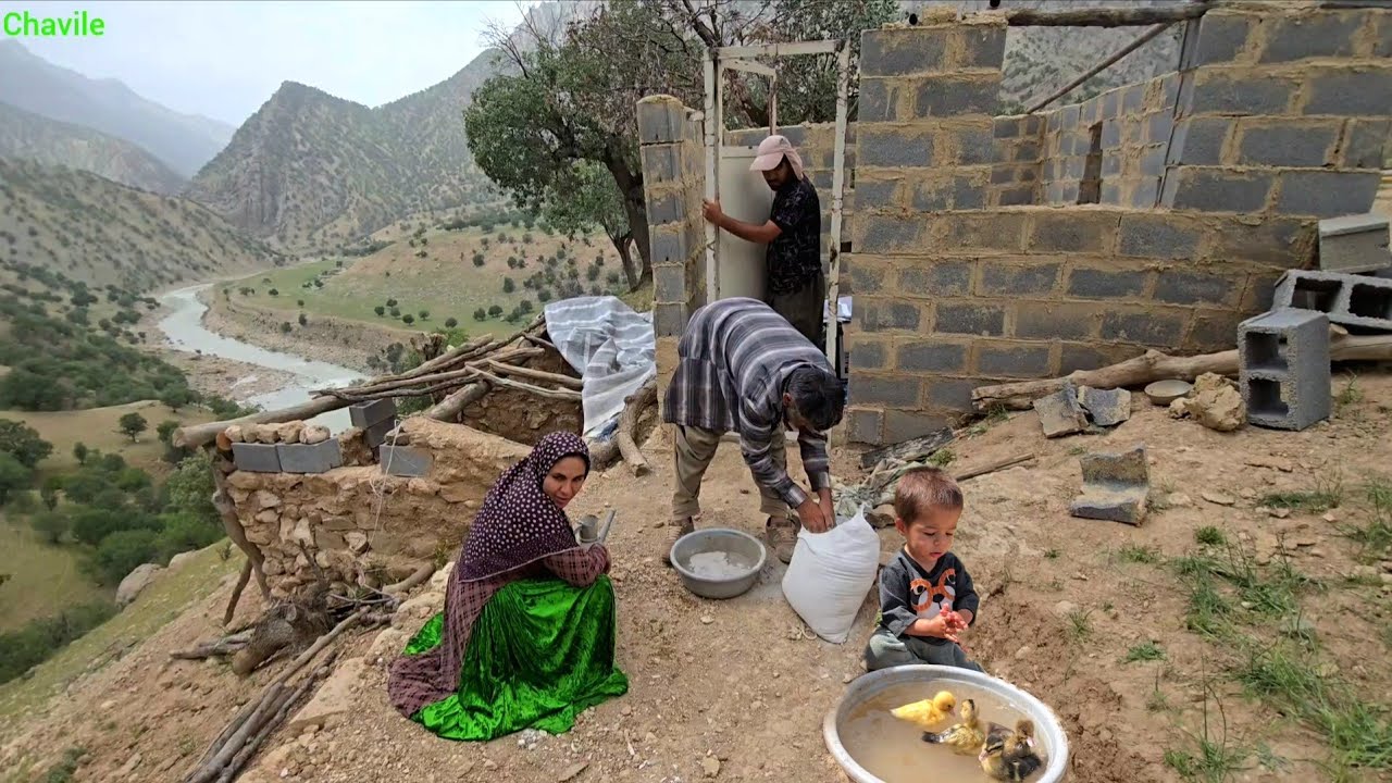 Alone in the Wild Zagros Mountains 🏔️ | Nomad Family Builds a Warm Shelter 🔥🐑