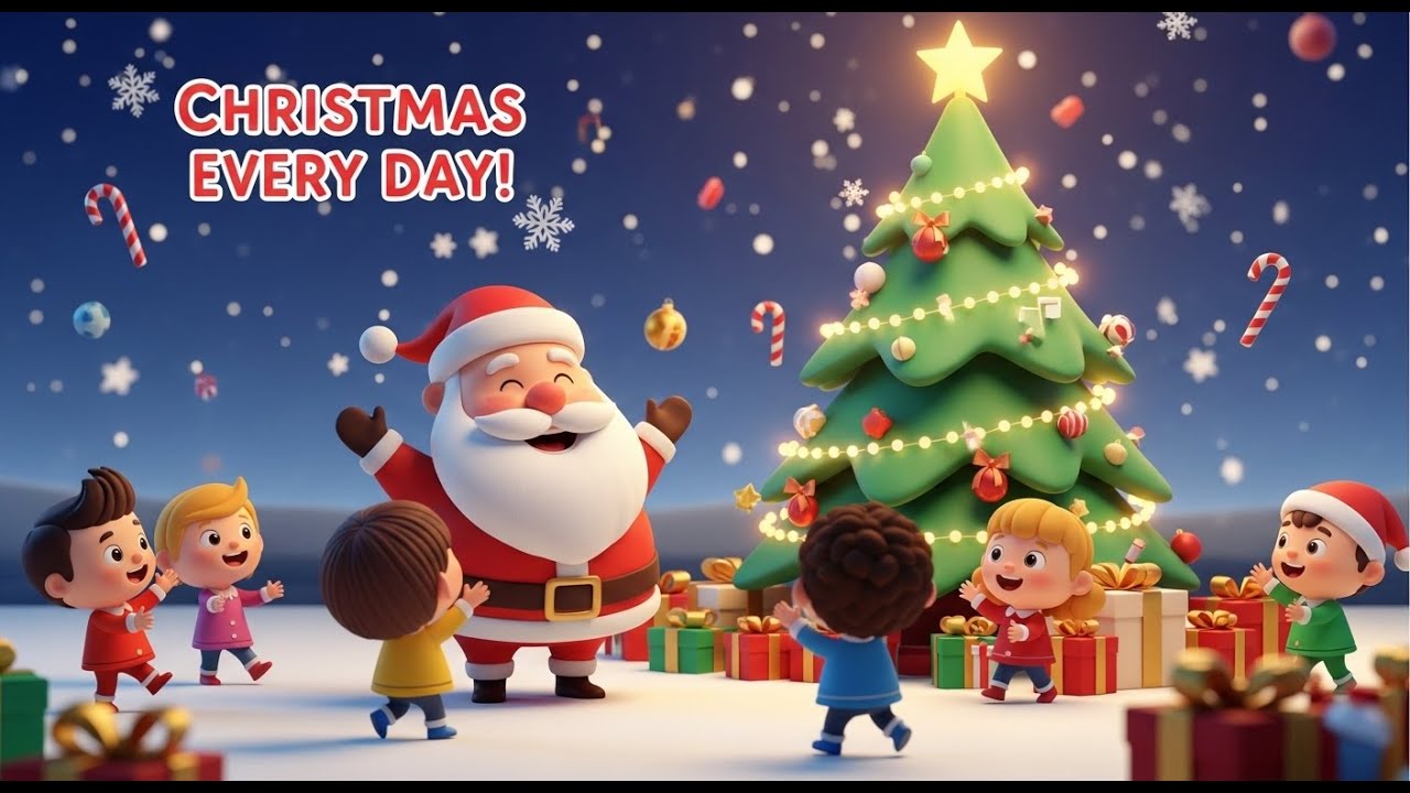 🎅🎄 Christmas Every Day! Sing Along Holiday Fun (Kids Poem / Song Lyrics)