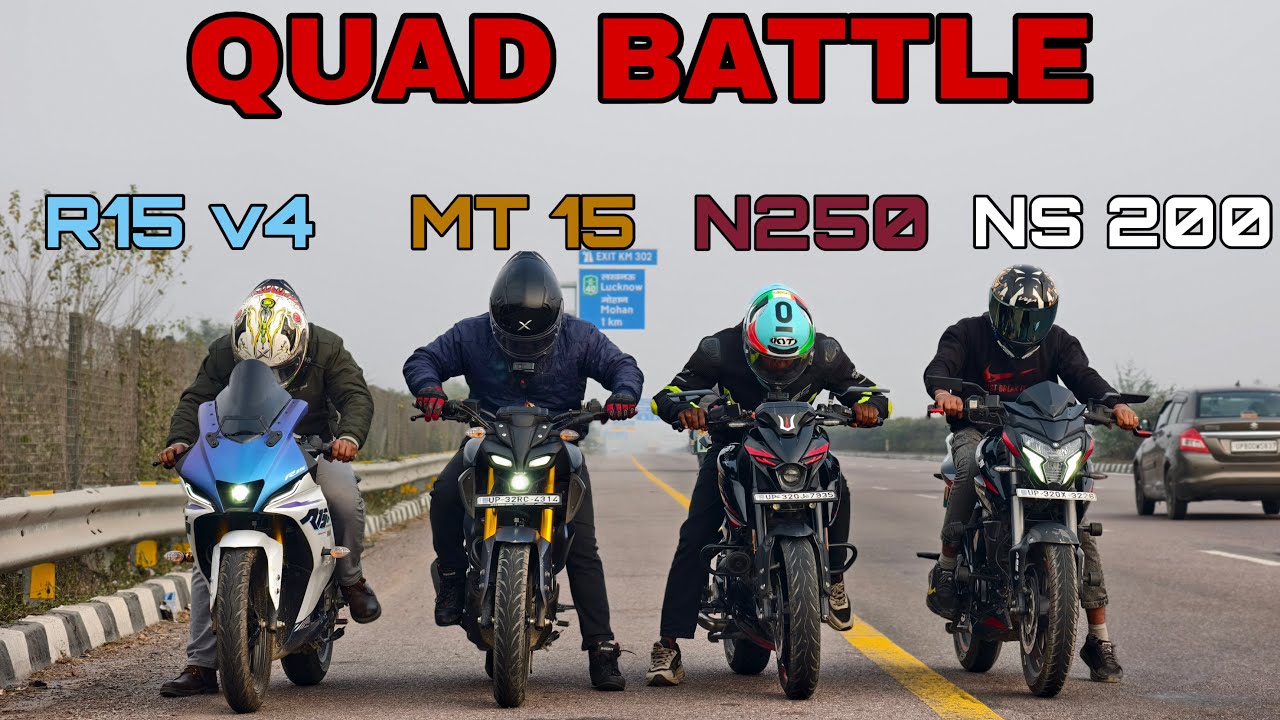 R15 v4 (2026) vs MT15 (2026) vs N250 (2026) vs Ns200 (2026) || Drag Race || Unexpected Result 