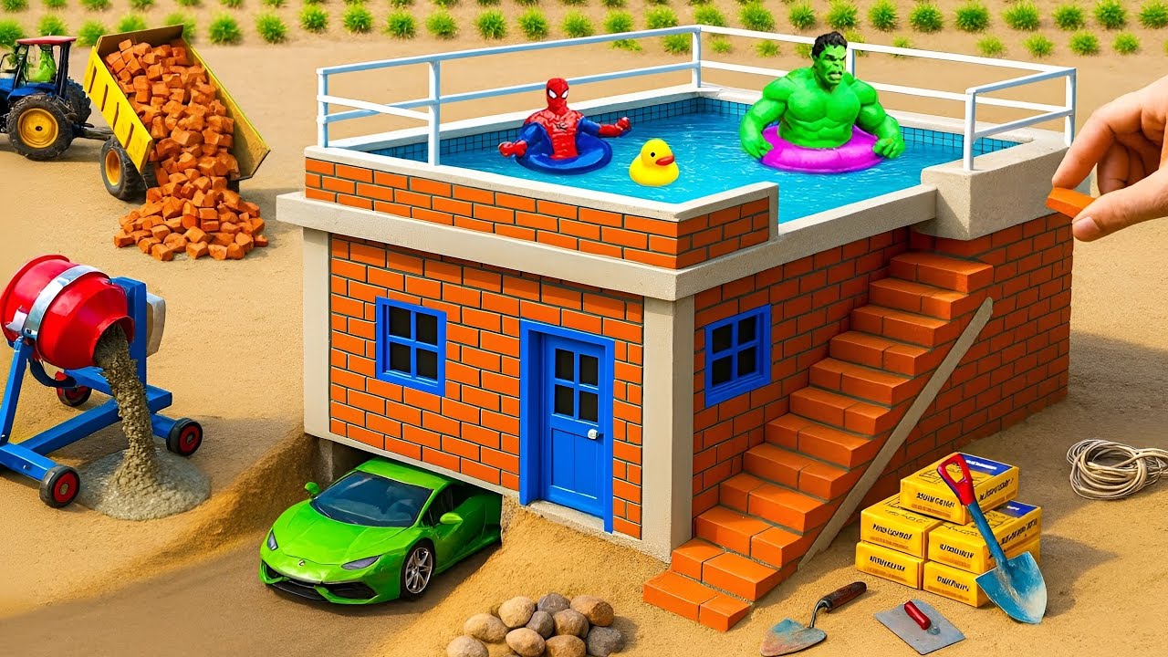 Самодельный мини-грузовик строит прочный цементный мост | Креативный инженерный строительный проект