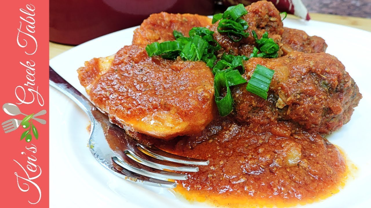 Greek Soutzoukakia & Potatoes  | Greek Meatballs Slow Cooked In Tomato Sauce