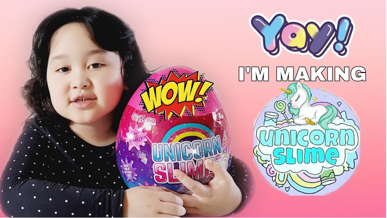 Marie Makes A Unicorn Slime! I GirlZone Unicorn Egg Sparkly Surprise Slime Kit For Kids
