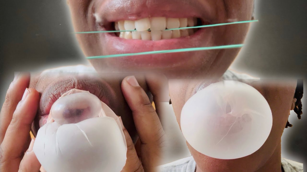 ASMR✨Chewing gum + rubber band biting +  personal attention face tracing + hand movements W/ Sounds