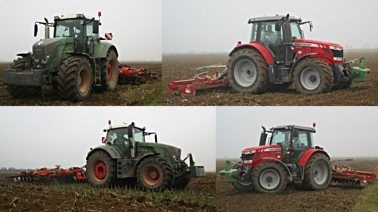 Fendt 828 e Massey Ferguson 6614 - Preparazione terreni 2016 - Adami G.