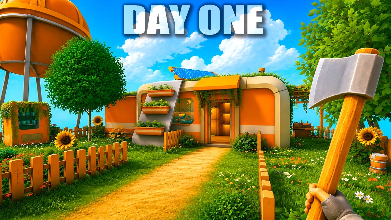 Day 1 in This NEW Advanced Open World Craft Build Farm Survival Game...