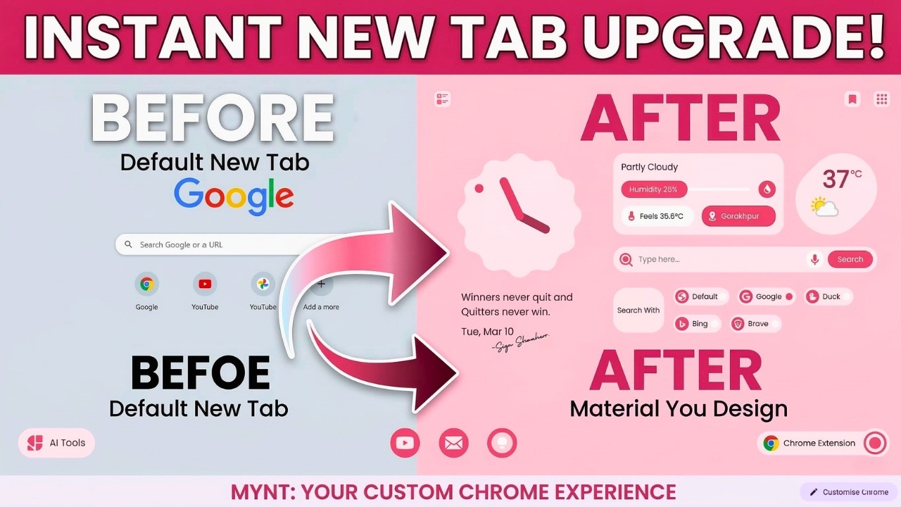 Transform Chrome into Material You! 🎨 Best New Tab Extension 💻