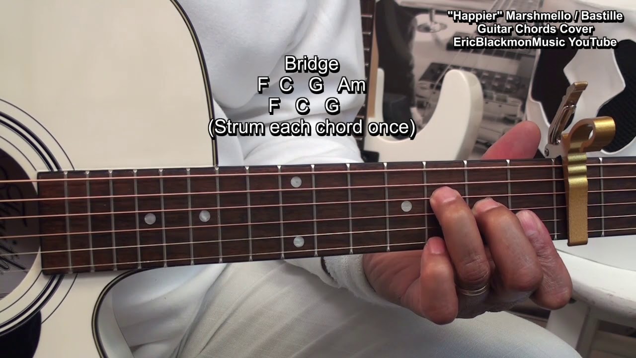 How To Play HAPPIER Marshmello ft Bastille On Guitar Lesson  @EricBlackmonGuitar