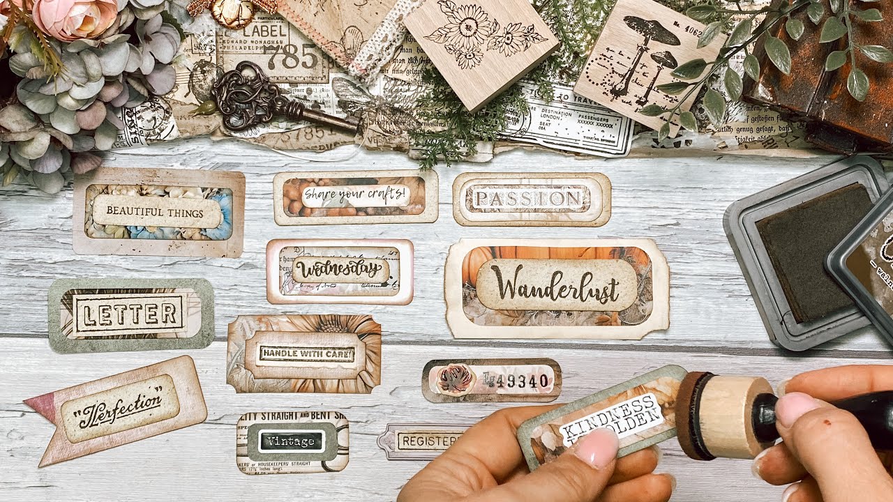 Junk Journal / deutsch / Label aus Resten und Junk auf Vorrat basteln