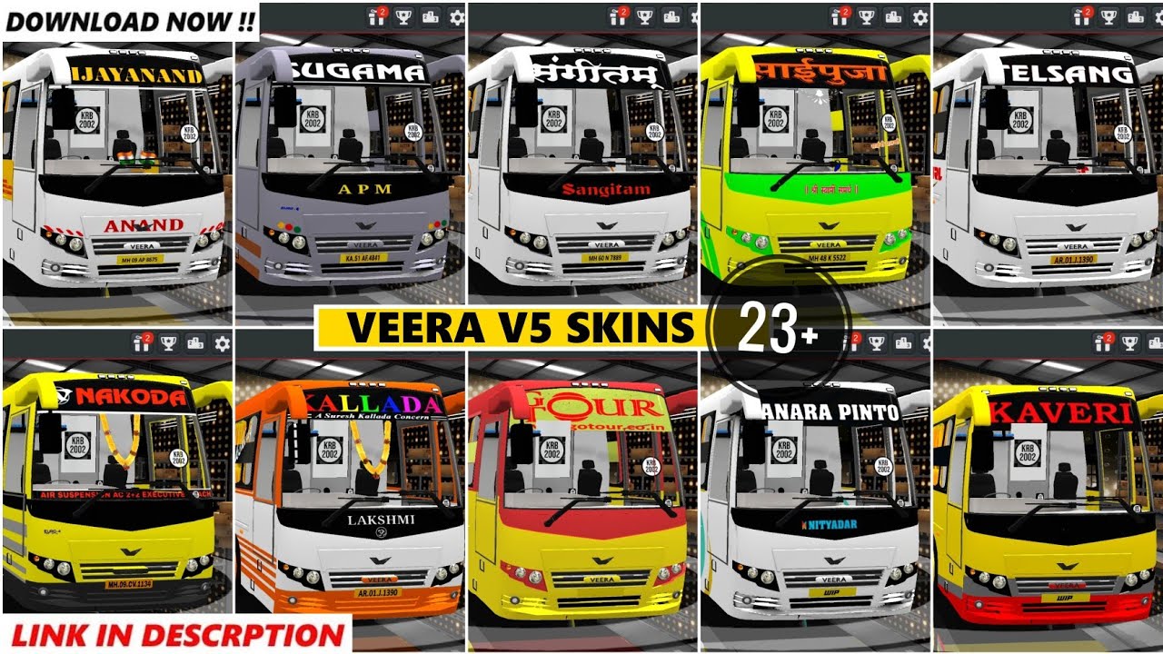 20+ Indian Skins For Veera V5 Sleeper Mod With Link | Bus Simulator Indonesia | Veera V5  Mod
