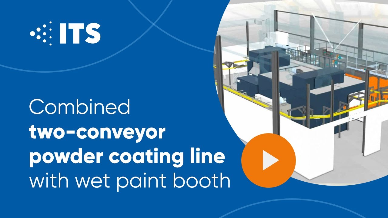 Combined two-conveyor powder coating line with wet paint booth