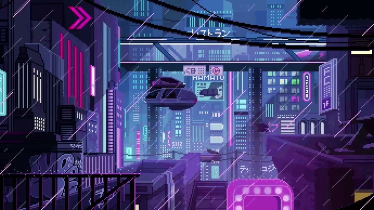 2HOURS LOOP Cyber City Pixel Art Relaxing Song