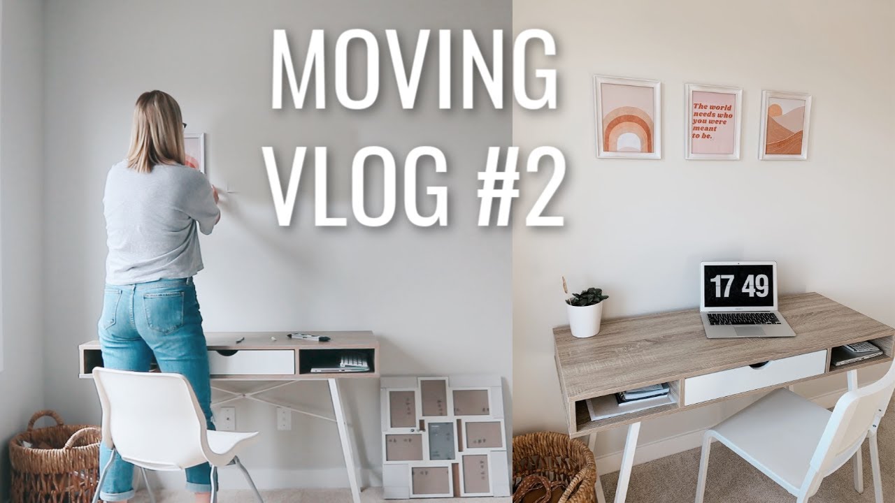 VLOG: setting up my office, unpacking, boho office decor + getting settled into the new house