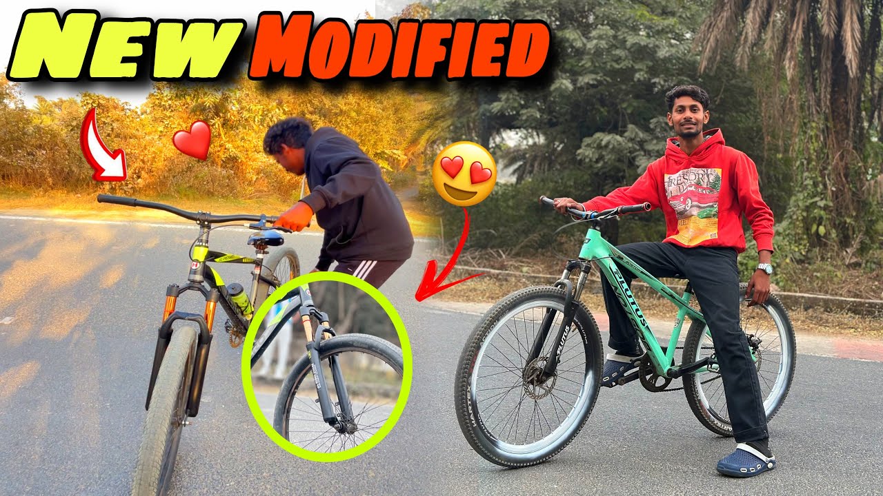 Balram ki cycle Mai finally ￼Suspension Fork Lag Gai😍 #vlogging #cycle #stunt #modified #youtube 