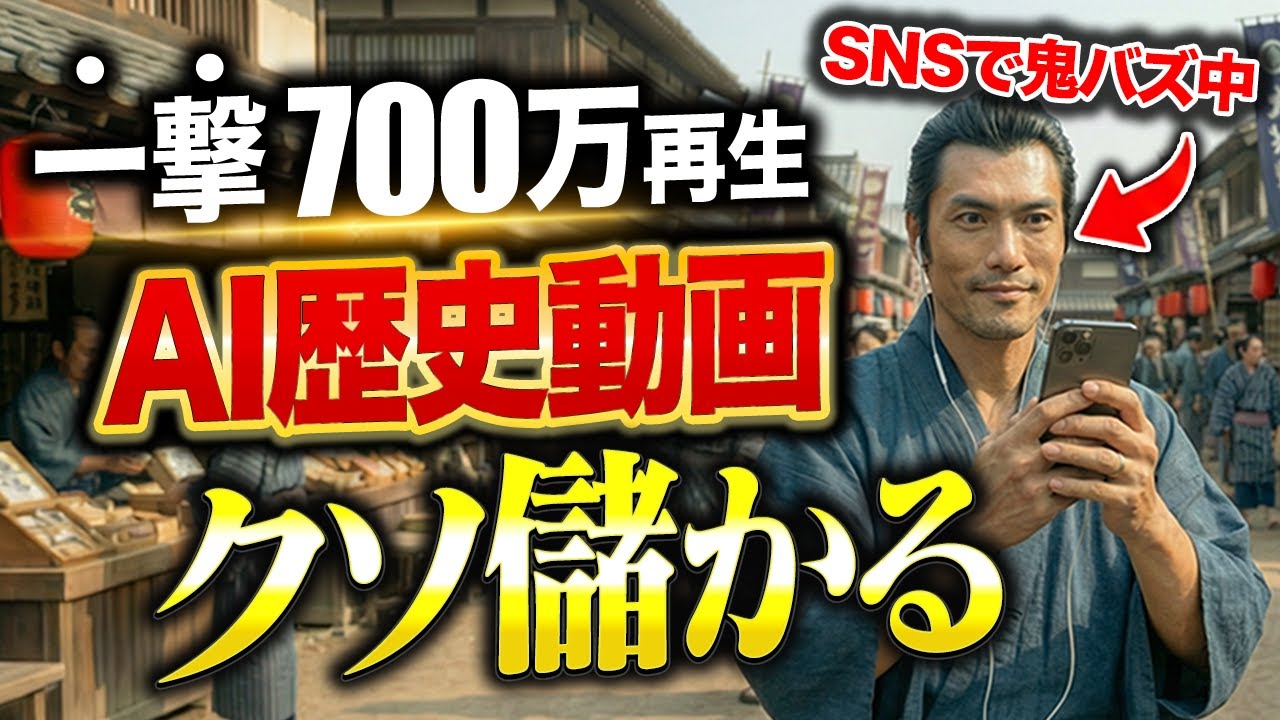 【大チャンスです】1本のAI歴史動画で一撃700万再生を達成！今稼げるAI動画の作り方！
