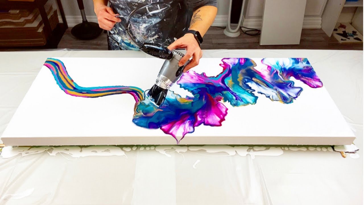# 300 - MY BIGGEST PIECE YET & Anniversary GIVEAWAY! - Acrylic Pour Painting