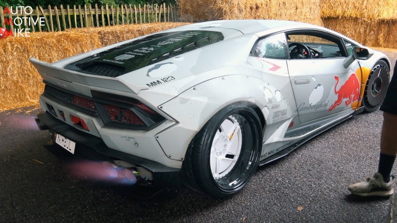 Mad Mike Drift Lamborghini Huracan NIMBUL shredding tires at Goodwood Festival of Speed 2019