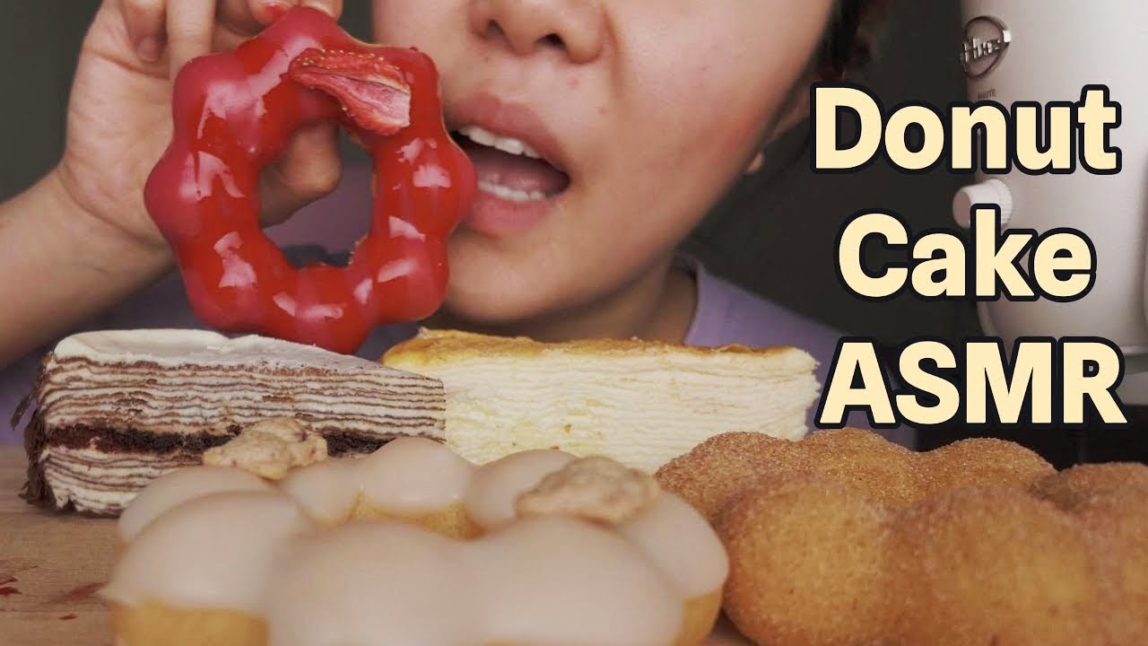 ASMR (NO TALKING) | Mochi Donut | Crepe Cake | Donut | Cake | Eating Sounds