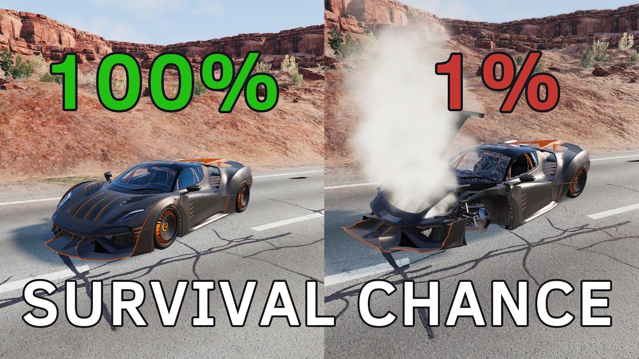 Realistic Crash Survival Chance #3   BeamNG drive