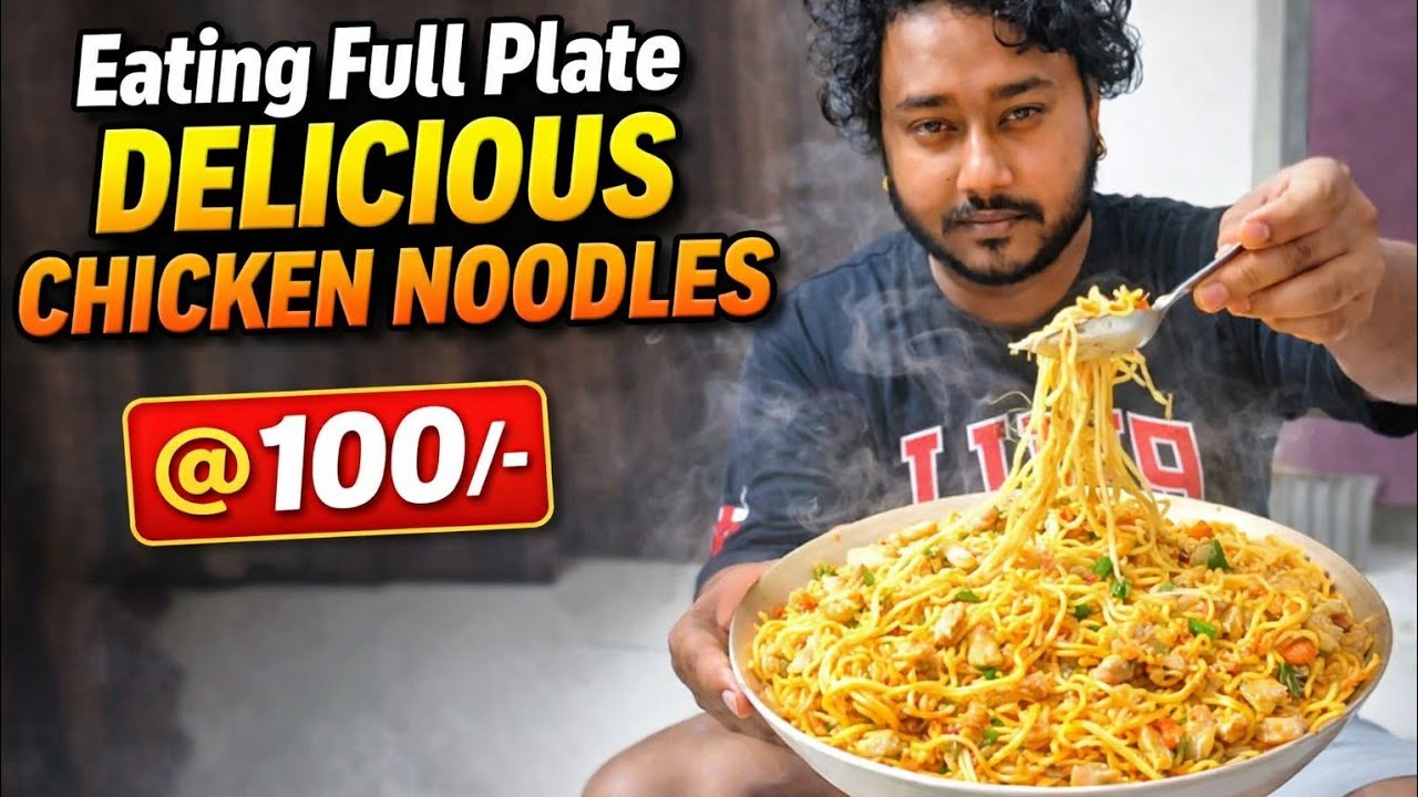 Eating Full Plate Delicious Chicken Noodles 🍜 Street Food Mukbang ASMR @100 #viral #viralshort #food