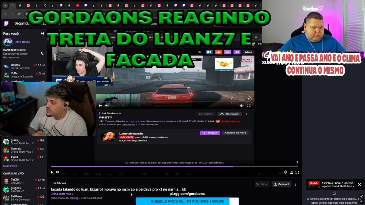 GORDAONS REAGINDO A TRETA, LUANZ7 RESPONDENDO O FACADARP!!!