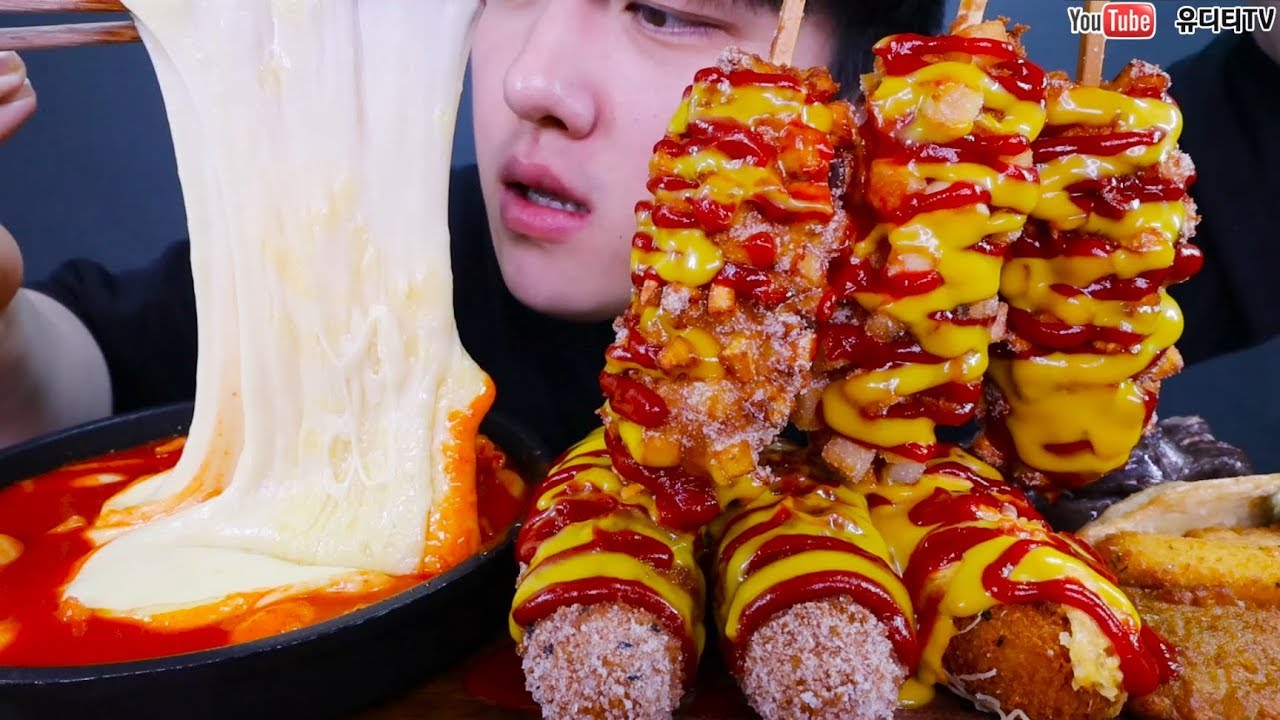 ASMR 응급실떡볶이 XX맛 & 치즈추가 & 명랑핫도그 먹방 HOT SPICY CHEESE RICE CAKE & CORN DOGS MUKBANG