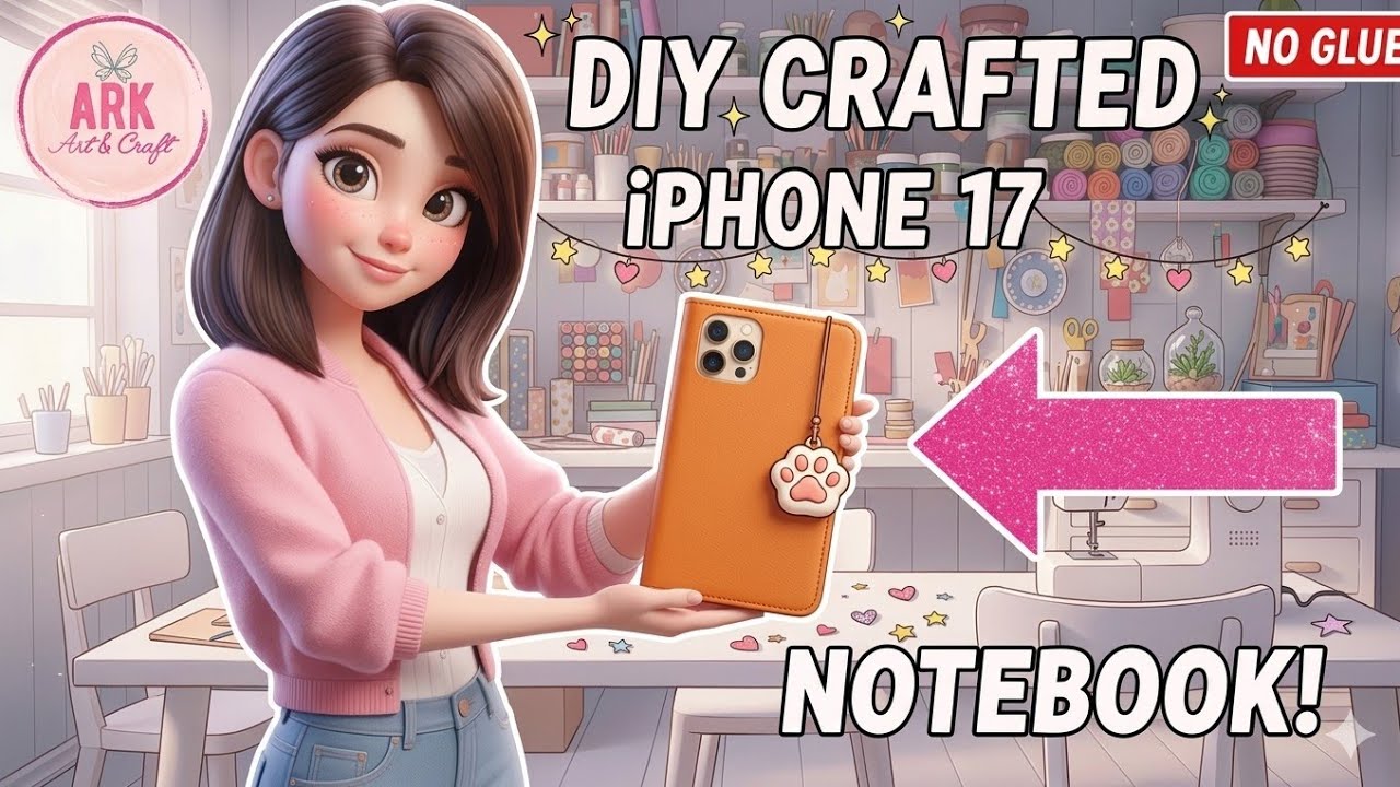 👩🏻‍🎨ARK Art & Craft🎨💖 || DIY iPhone 17 Notebook!📱 No Glue Paper Craft 🎊 