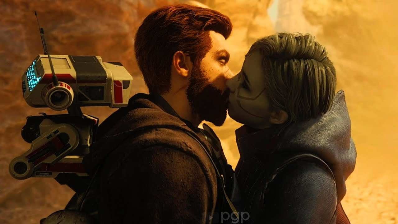 Merrin kisses Cal - Star Wars Jedi Survivor