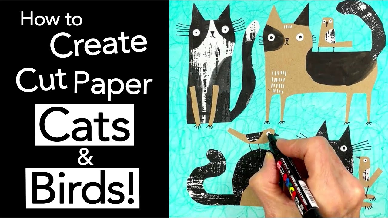 How to Create Cut Paper Cats and Birds