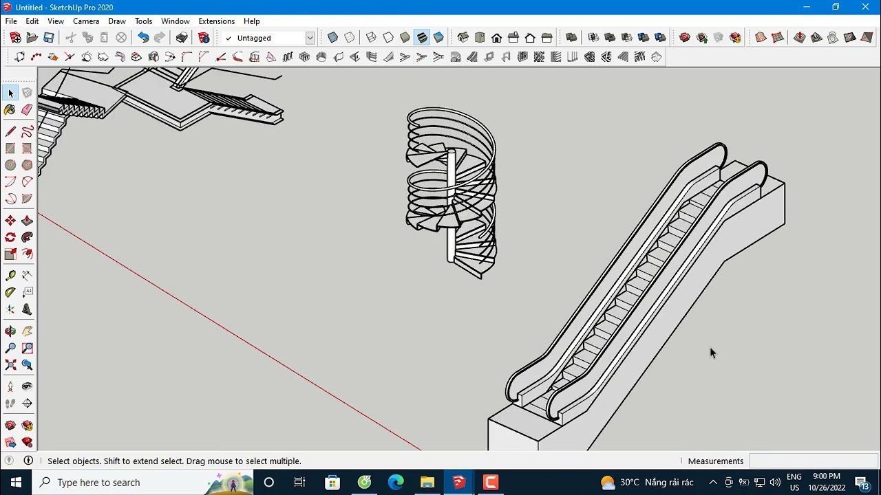 Dựng nhanh cầu thang trong Sketchup với Plugin 1001 bit pro