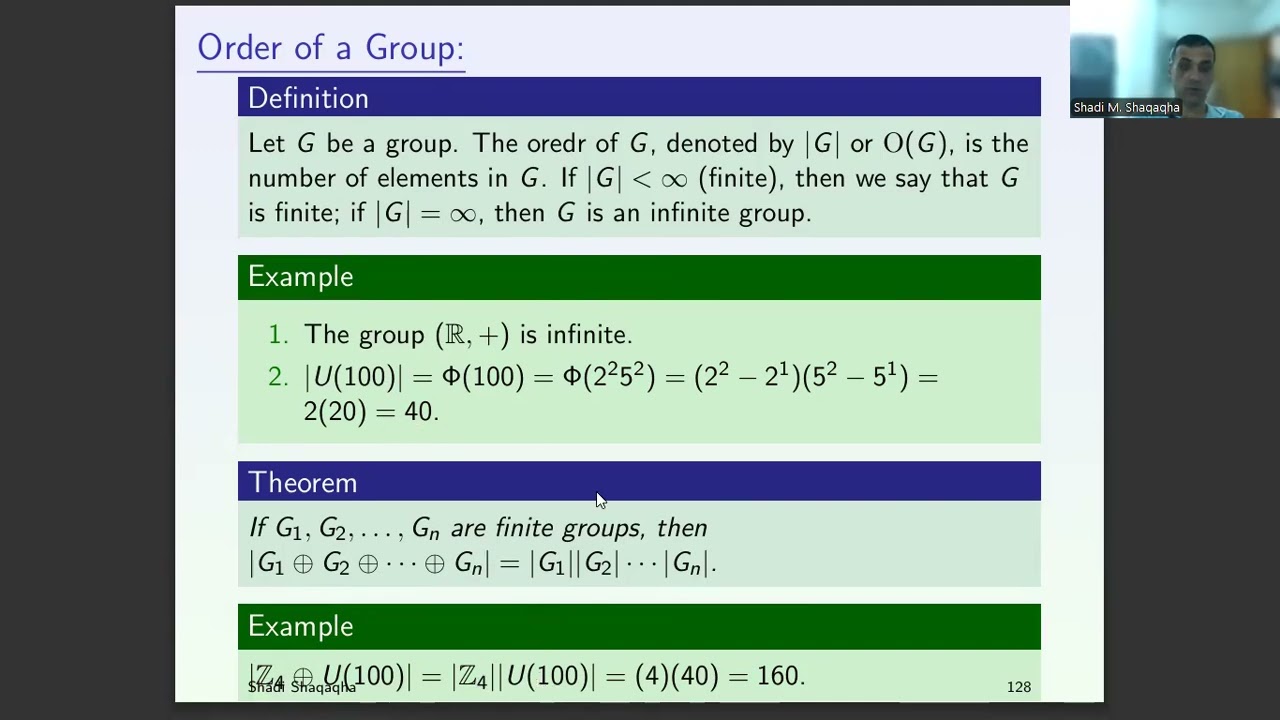 Video 7: Orders of Groups and Elements