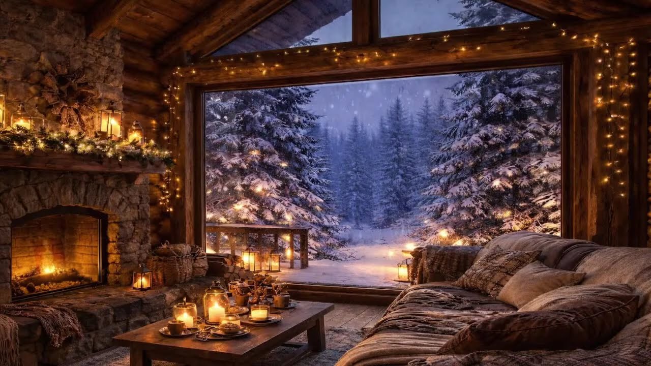 Blizzard Cabin Night ❄️ Fireplace & Snowstorm Sounds for Deep Sleep | Relax, Study, Escape (LIVE)