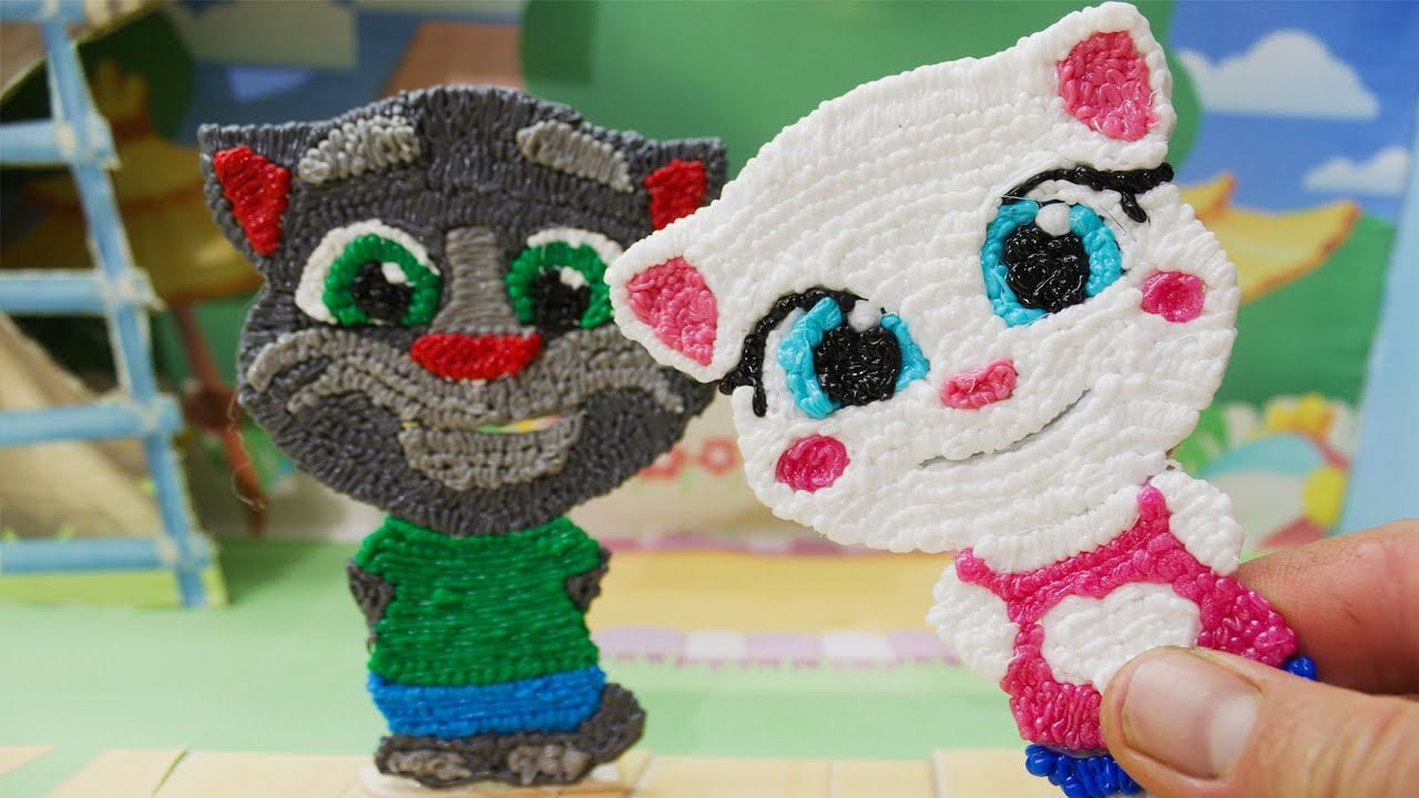 3d pen drawing My Talking Tom and Talking Angela. DIY