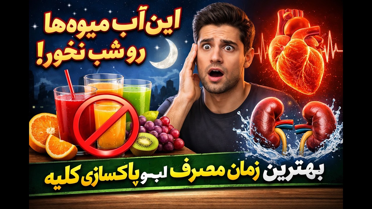 این آب میوه‌ها رو شب نخور! بهترین زمان مصرف برای تقویت قلب و پاکسازی کلیه