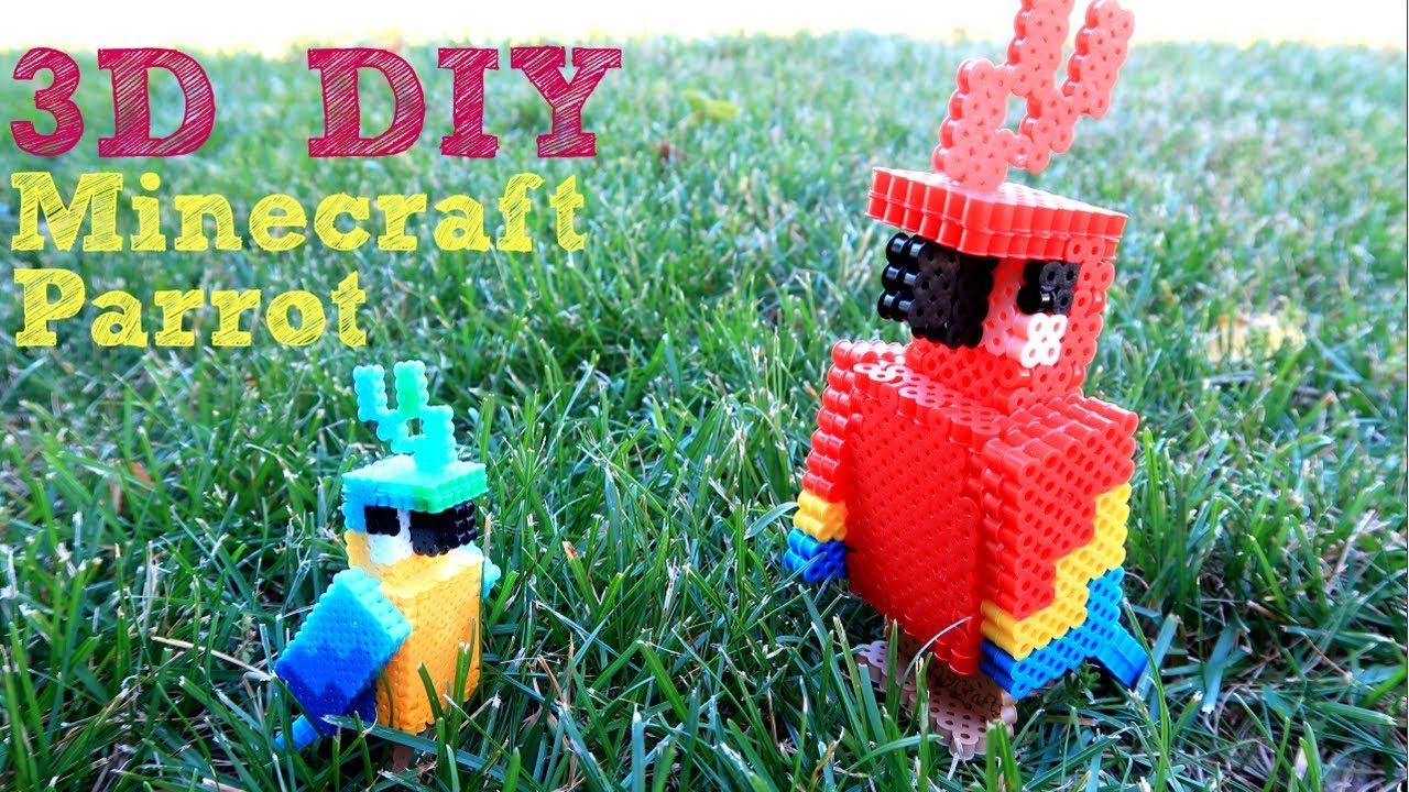 3D фигурка попугая из бисера Perler Minecraft (создание проекта для подписчиков)