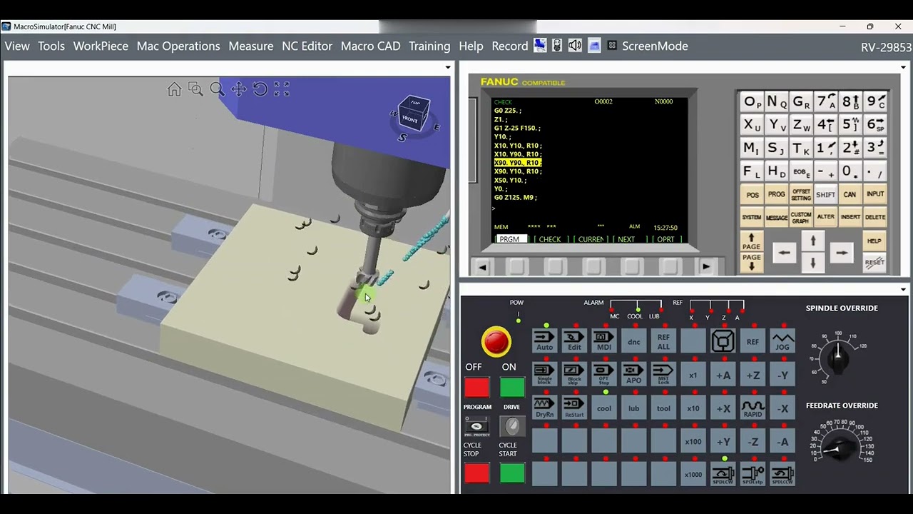 CNC Simulator – Counterbore mill Operation in Fanuc Compatible Mill Machining Simulation