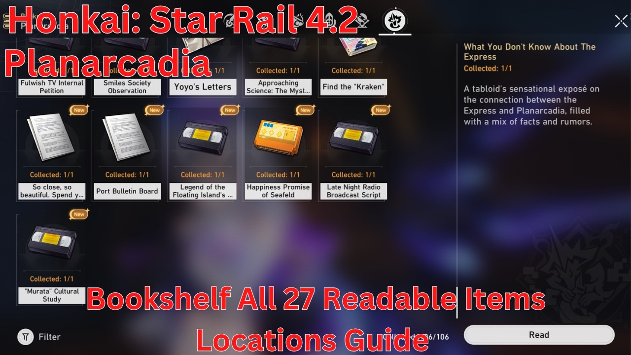 Planarcadia Bookshelf All 27 Readable Items Locations Guide【Honkai: Star Rail 4.2】