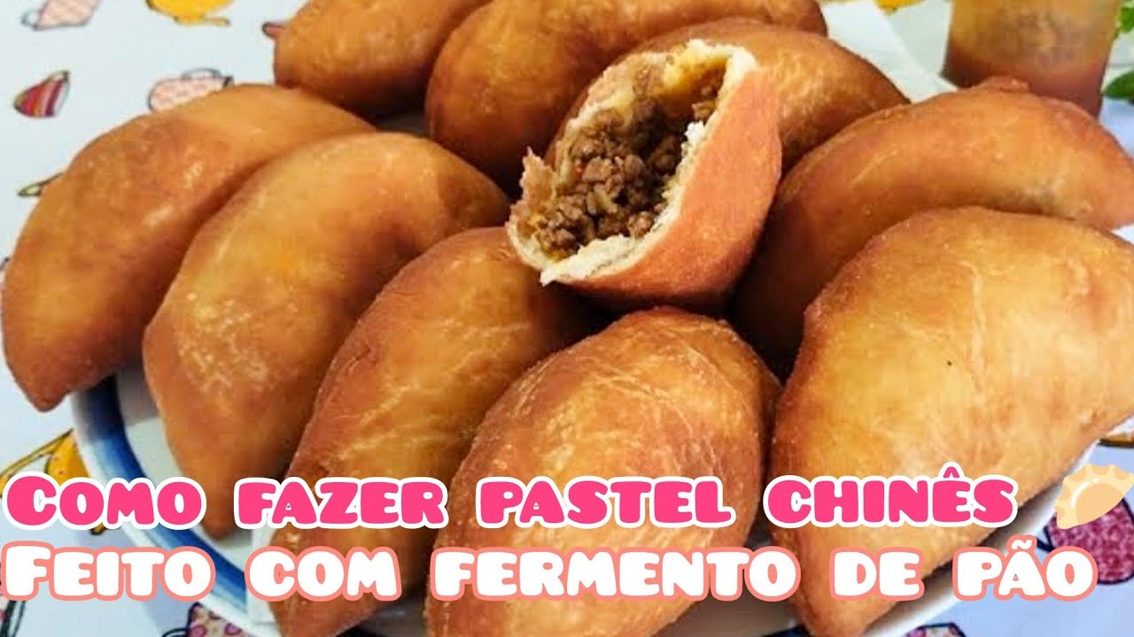 Como fazer pastel chinês com fermento de pão barato econômico ótimo para vender🤑😋