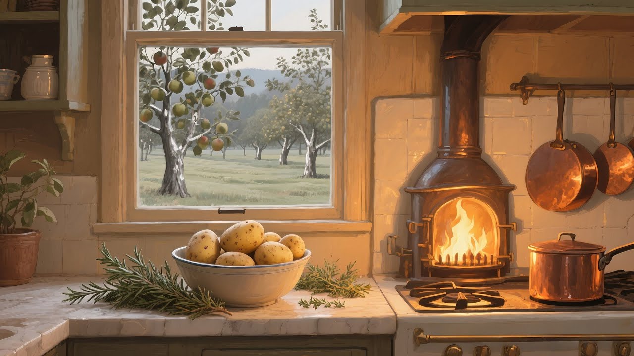 A Cozy 1920s Kitchen — Another Room Where Evening Shadows Embrace Warm Stillness