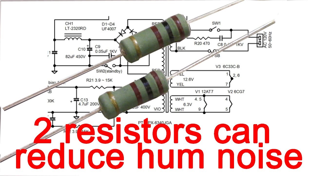 how to reduce hum with 2 resistors. simple and easy way for tube audio amplifiers. EL34 KT88 6L6
