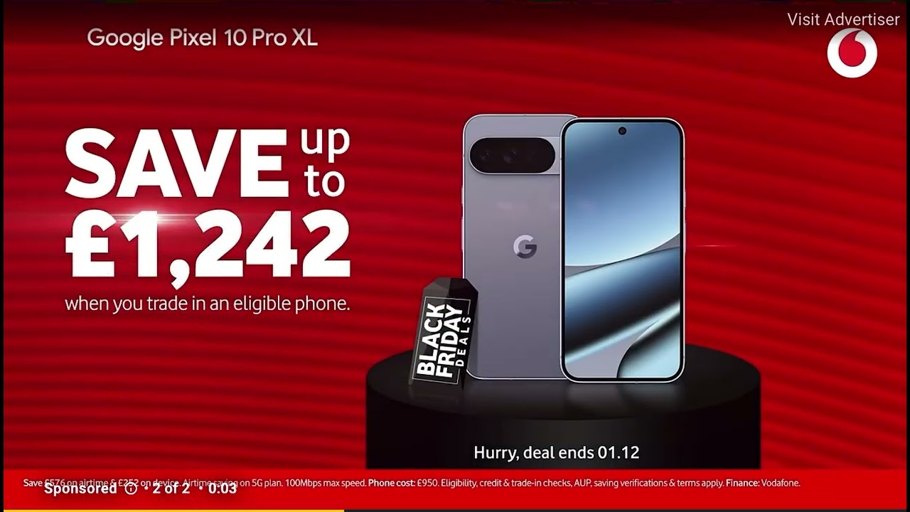 Vodafone Black Friday google pixel 10 pro 6 seconds